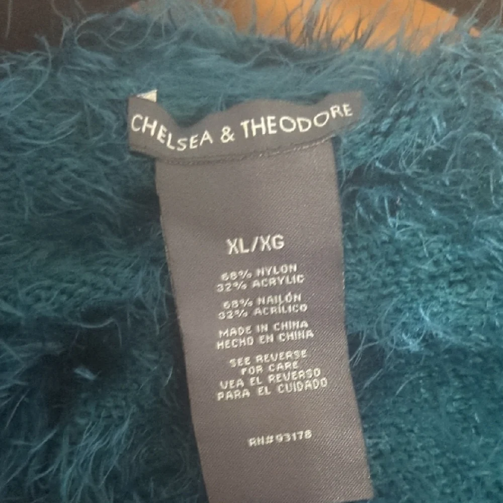 Chelsea & Theodore Blue Cardigan Sweater with Luxurious Texture - Picture 3 of 3